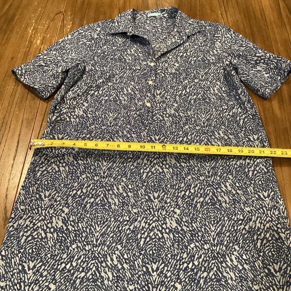 J. McLaughlin Arissa Shirt dress collared Cap Sleeve Popover blue Beatriz Spot L - Picture 6 of 8